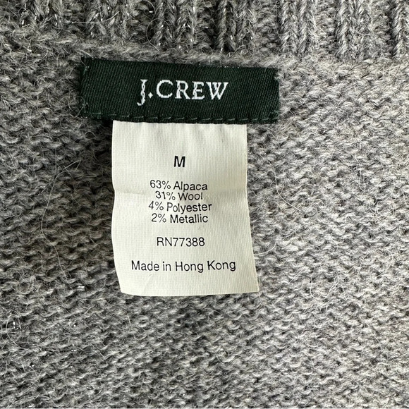 J Crew Sweater Silver Metallic Gray Size Medium Wool Alpaca Evening Dressy Shiny - Picture 5 of 6
